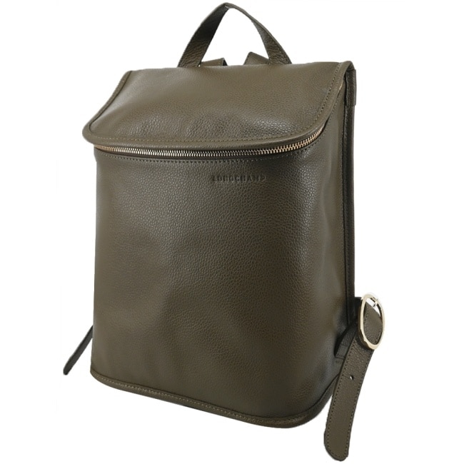 LONGCHAMP LE FOULONNE系列牛皮後背包(酸豆綠)10195-021-M17
