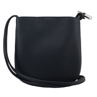 LONGCHAMP LONGCHAMP LE ROSEAU系列竹節牛皮雙肩帶斜背包(小/黑)10299-HFP-001