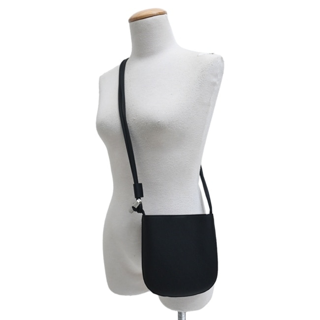 LONGCHAMP LE ROSEAU系列竹節牛皮雙肩帶斜背包(小/黑)10299-HFP-001