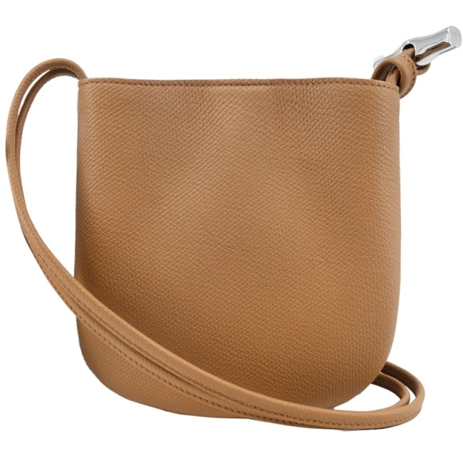 LONGCHAMP LE ROSEAU系列竹節牛皮雙肩帶斜背包(小/胡桃棕)10299-HFP-371