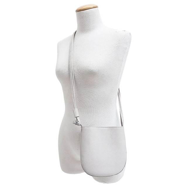 LONGCHAMP LE ROSEAU系列竹節牛皮雙肩帶斜背包(小/白紙)10299-HFP-555