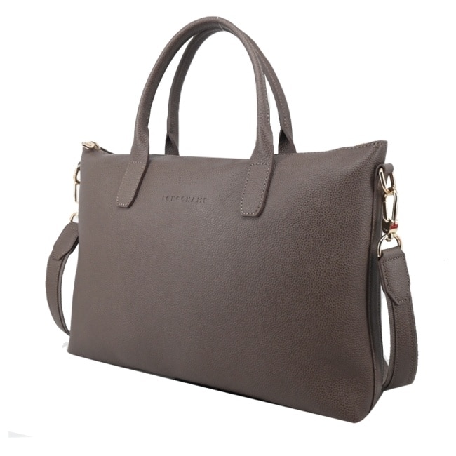 LONGCHAMP LE FOULONNE系列牛皮兩用公事包(小/駝灰)20032-021-215