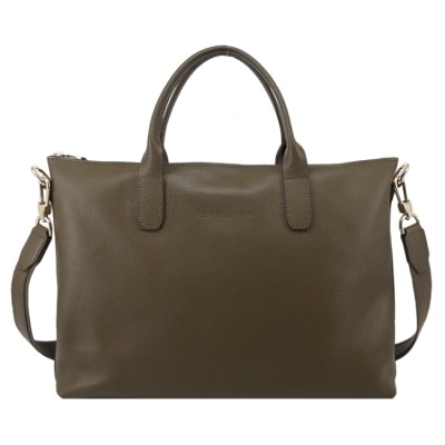 LONGCHAMP LONGCHAMP LE FOULONNE系列牛皮兩用公事包(小/酸豆綠)20032-021-M17