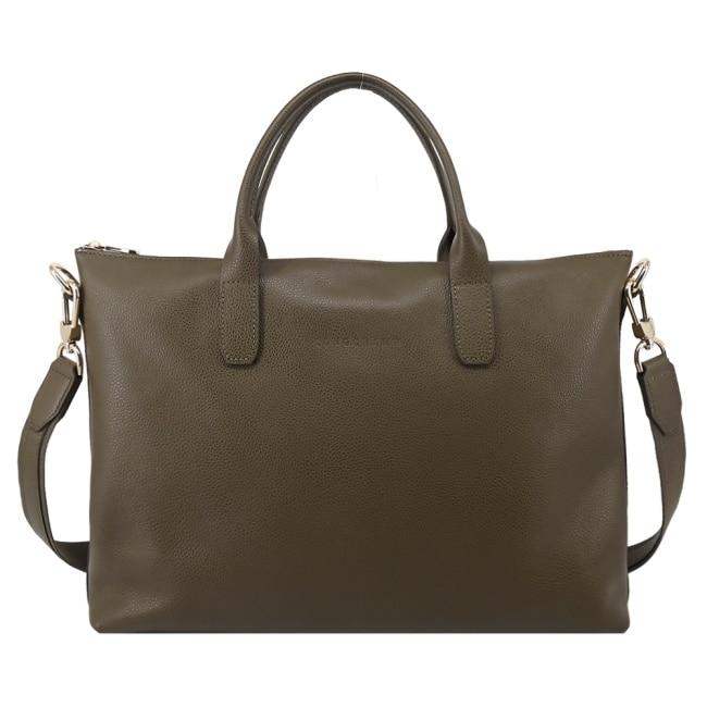 LONGCHAMP LE FOULONNE系列牛皮兩用公事包(小/酸豆綠)20032-021-M17