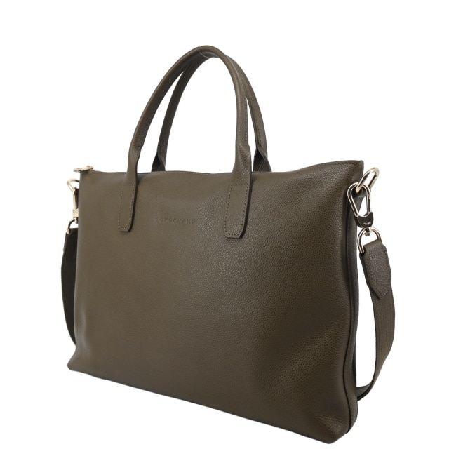 LONGCHAMP LE FOULONNE系列牛皮兩用公事包(小/酸豆綠)20032-021-M17