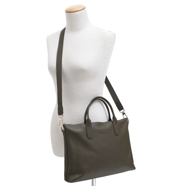 LONGCHAMP LE FOULONNE系列牛皮兩用公事包(小/酸豆綠)20032-021-M17