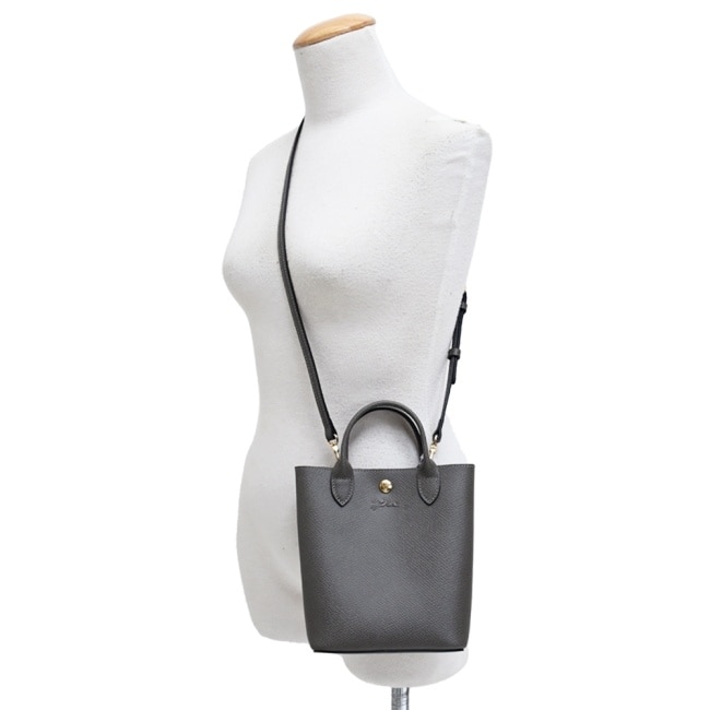 LONGCHAMP EPURE系列牛皮壓印手提/斜背兩用包(迷你/斑鳩灰)10269-HYZ-P55