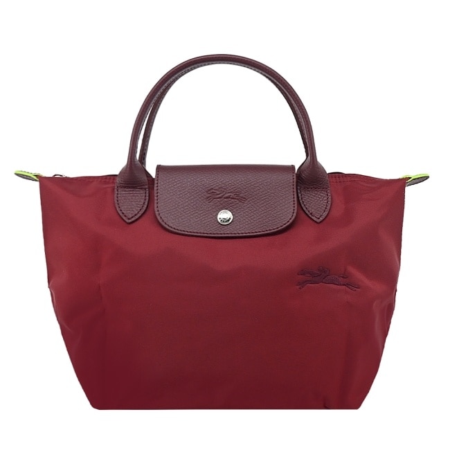 LONGCHAMP LE PLIAGE GREEN系列刺繡手提水餃包(小/紅石榴)1621-919-P98