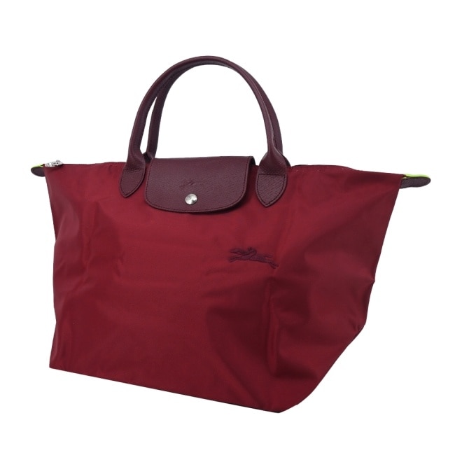 LONGCHAMP LE PLIAGE GREEN系列刺繡手提水餃包(中/紅石榴)1623-919-P98