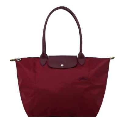 LONGCHAMP LONGCHAMP LE PLIAGE GREEN系列刺繡肩背水餃包(大/紅石榴)1899-919-P98