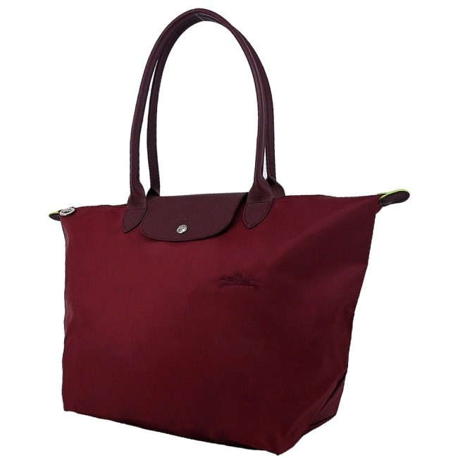 LONGCHAMP LE PLIAGE GREEN系列刺繡肩背水餃包(大/紅石榴)1899-919-P98
