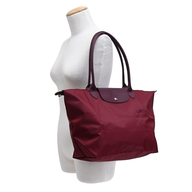 LONGCHAMP LE PLIAGE GREEN系列刺繡肩背水餃包(大/紅石榴)1899-919-P98