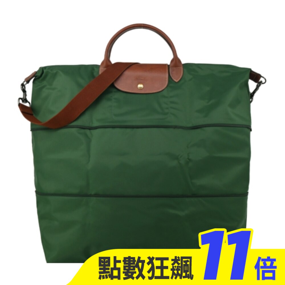LONGCHAMP LE PLIAGE系列延展兩用旅行袋(英式綠)1911-089-P95