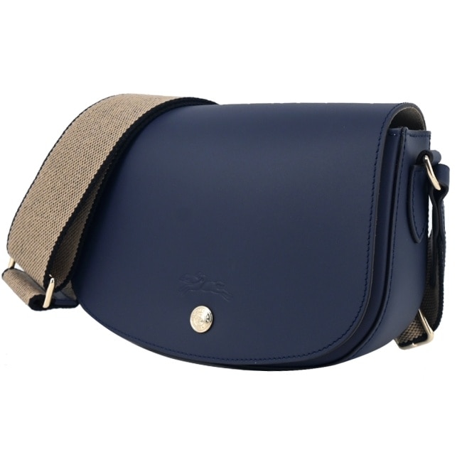 LONGCHAMP EPURE系列滑面小牛皮半月型斜背包(小/海軍藍)10253-HFY-006