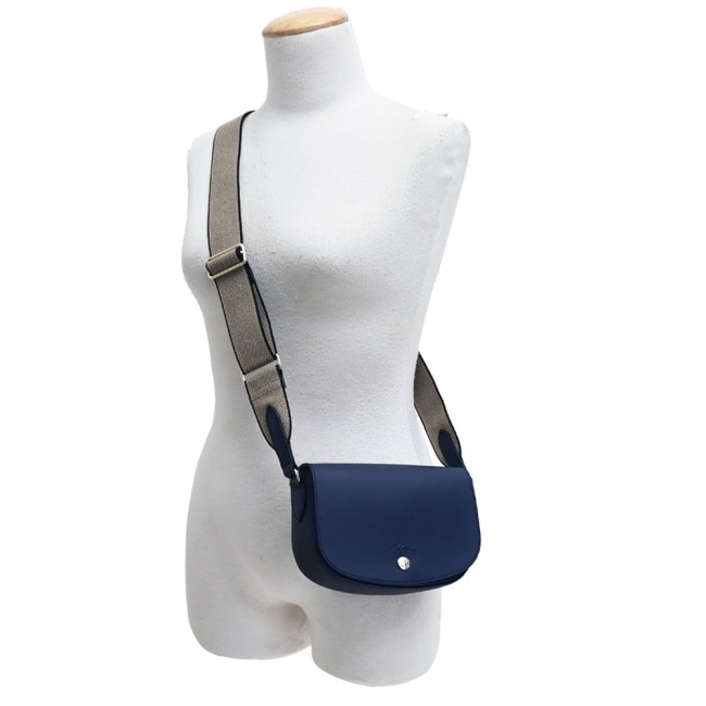 LONGCHAMP EPURE系列滑面小牛皮半月型斜背包(小/海軍藍)10253-HFY-006