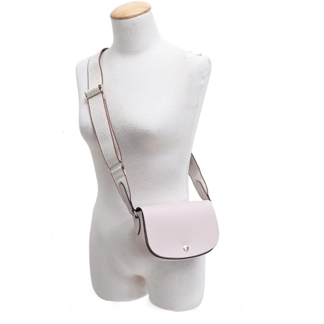 LONGCHAMP EPURE系列滑面小牛皮半月型斜背包(小/玫瑰粉)10253-HFY-257