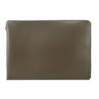 LONGCHAMP LONGCHAMP LE FOULONNE系列牛皮筆電/平板/文件收納包(酸豆綠)30052-021-M17