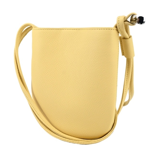 LONGCHAMP LE ROSEAU系列竹節牛皮雙肩帶斜背包(小/小雞黃)10299-HFP-M12