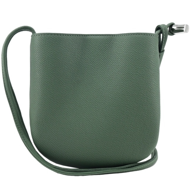 LONGCHAMP LE ROSEAU系列竹節牛皮雙肩帶斜背包(小/奧勒岡綠)10299-HFP-M16