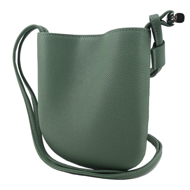 LONGCHAMP LE ROSEAU系列竹節牛皮雙肩帶斜背包(小/奧勒岡綠)10299-HFP-M16