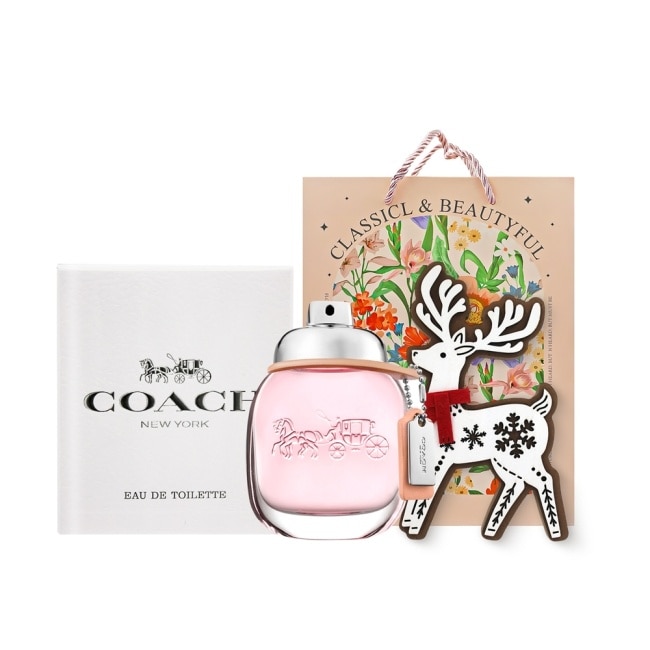 COACH 時尚經典女性淡香水耶誕禮讚組(香水30ml+麋鹿擴香擺飾)附品牌禮袋-國際航空版