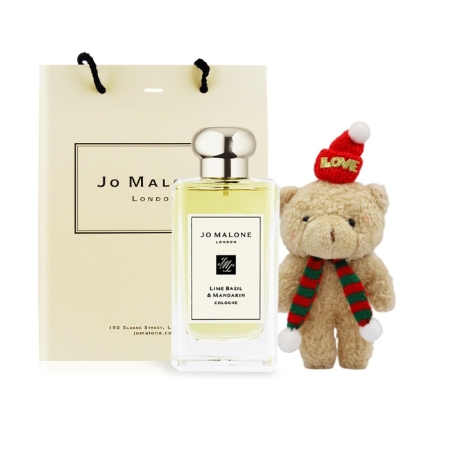 Jo Malone 聖誕限定香氛小熊禮袋組(青檸羅勒與柑橘香水(100ml)+聖誕熊+品牌提袋)-交換禮物-國際航空版