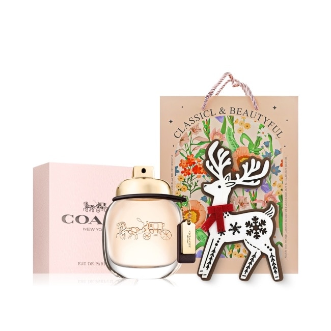 COACH 時尚經典淡香精耶誕禮讚組(香精30ml+麋鹿擴香擺飾)附品牌禮袋-國際航空版