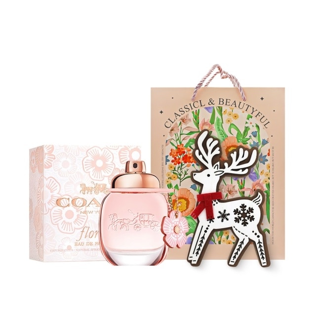COACH 芙洛麗女性淡香精禮讚組(香精30ml+麋鹿擴香擺飾)-附禮袋-國際航空版