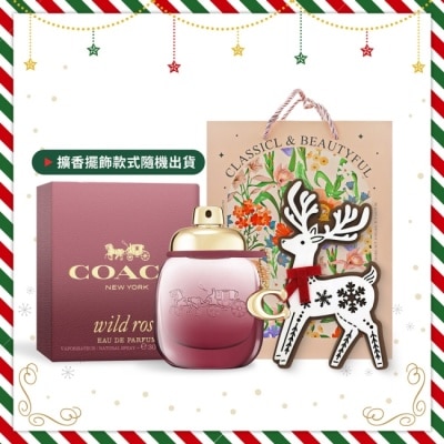 COACH COACH 曠野玫瑰淡香精耶誕禮讚組(香精30ml+麋鹿擴香擺飾)附品牌禮袋-國際航空版