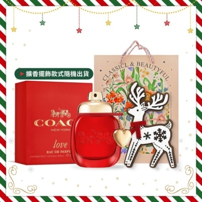 COACH COACH 時尚戀紅淡香精耶誕禮讚組(香精30ml+麋鹿擴香擺飾)附品牌禮袋-國際航空版