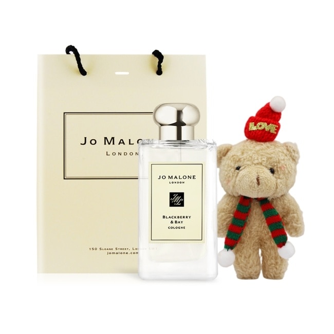 Jo Malone 聖誕限定香氛小熊禮袋組(黑莓子與月桂葉香水(100ml)+聖誕熊+品牌提袋)-交換禮物-國際航空版