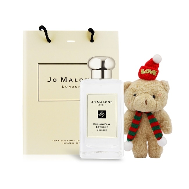 Jo Malone 聖誕限定香氛小熊禮袋組(英國梨與小蒼蘭香水(100ml)+聖誕熊+品牌提袋)-交換禮物-國際航空版