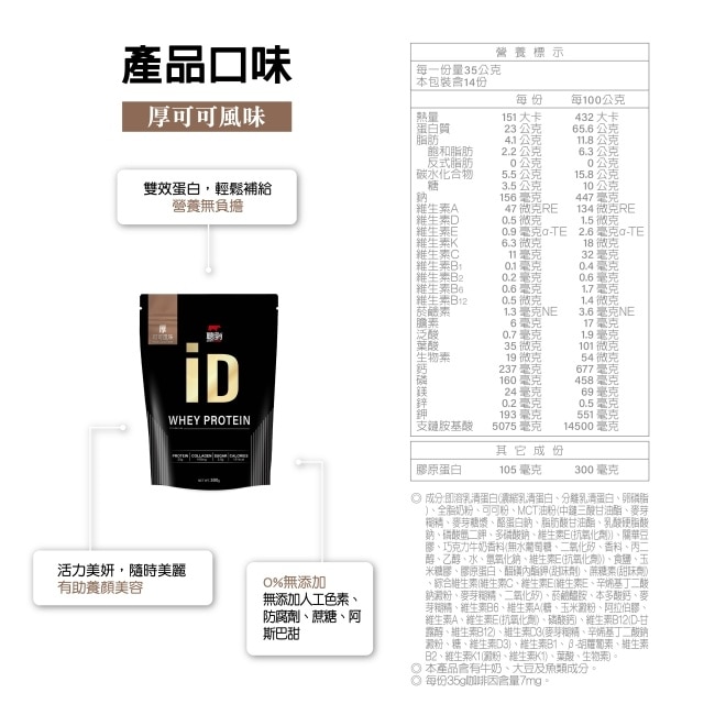 紅牛聰勁ID即溶乳清蛋白-厚可可風味500g image
