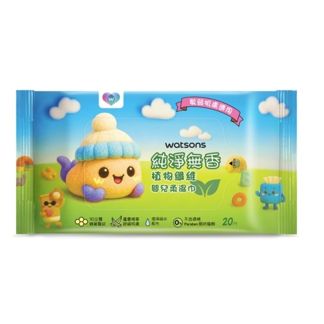 屈臣氏無香嬰兒柔濕巾20片6包(Community)