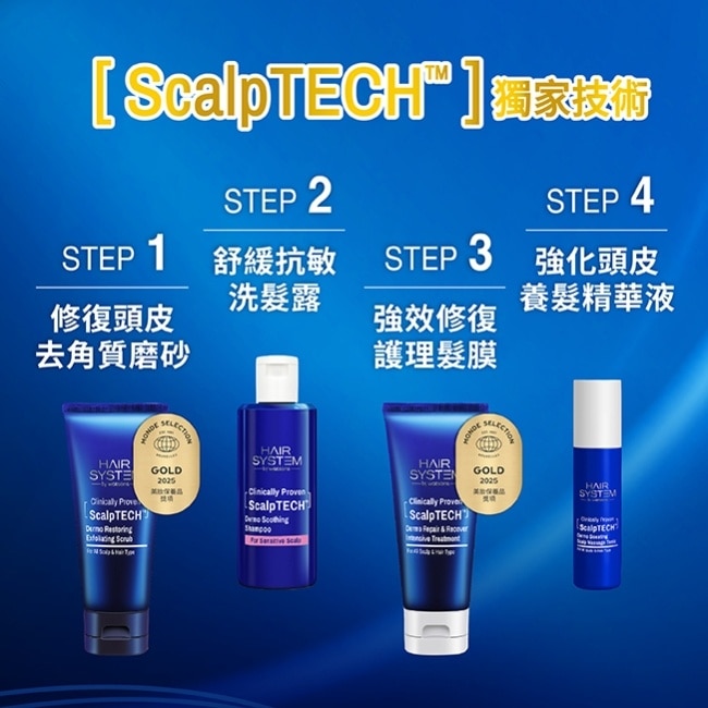 Hair System 頭皮護理入門組合(含洗髮露50ml去角質30g養髮精華液8ml髮膜30ml)