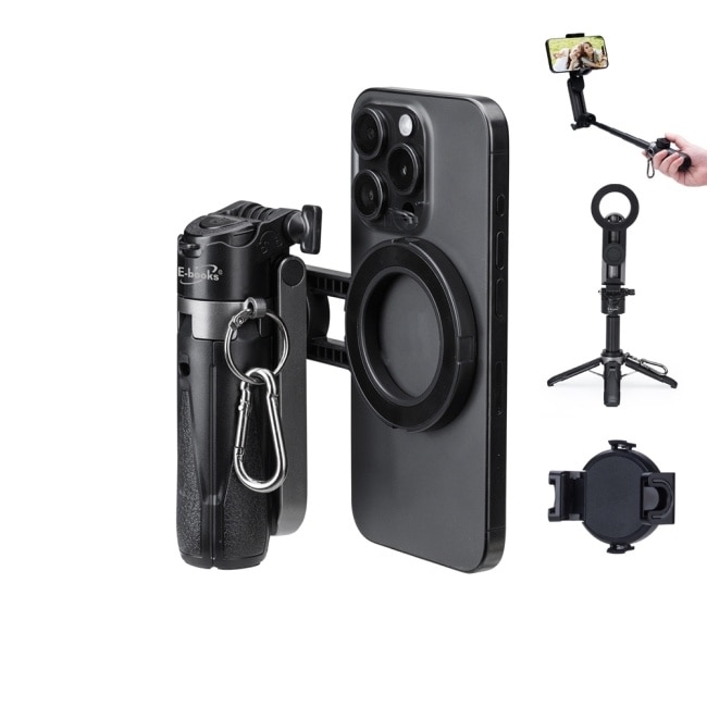 E-books N86 五合一強力磁吸360度單反鋅合金藍牙自拍桿腳架