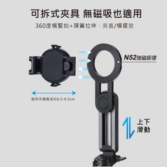 E-books N86 五合一強力磁吸360度單反鋅合金藍牙自拍桿腳架