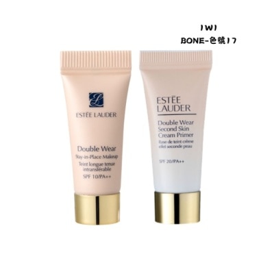 ESTEE LAUDER 雅詩蘭黛 【ESTEE LAUDER 雅詩蘭黛】粉持久完美持妝粉底5ml(1W1)+粉持久天生美肌乖乖乳5ml 公司貨