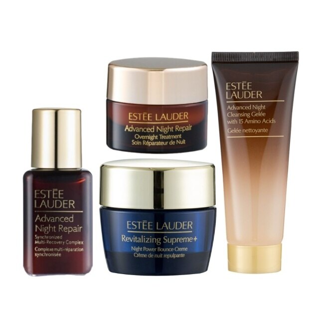 【ESTEE LAUDER 雅詩蘭黛】年輕潤澤肌密組 公司貨 一夜15ml+特眼5ml+特潤15ml+特潤洗50ml