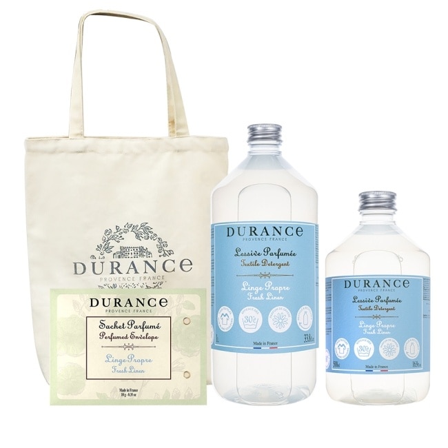 DURANCE朵昂思 清新亞麻香氛洗衣精組(1L+500ml+香封+帆布托特包)-專櫃公司貨