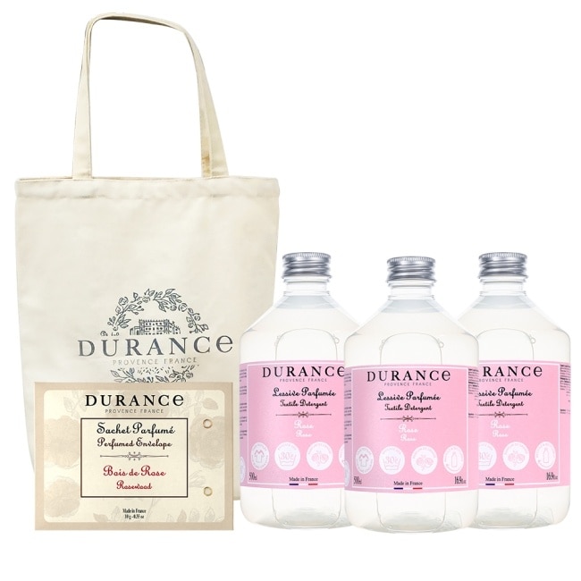 DURANCE朵昂思 玫瑰香氛洗衣精組(500mlX3+香封+帆布托特包)-專櫃公司貨