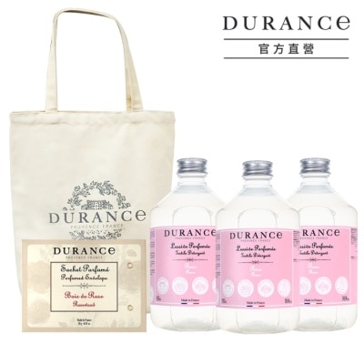 DURANCE DURANCE朵昂思 玫瑰香氛洗衣精組(500mlX3+香封+帆布托特包)-專櫃公司貨