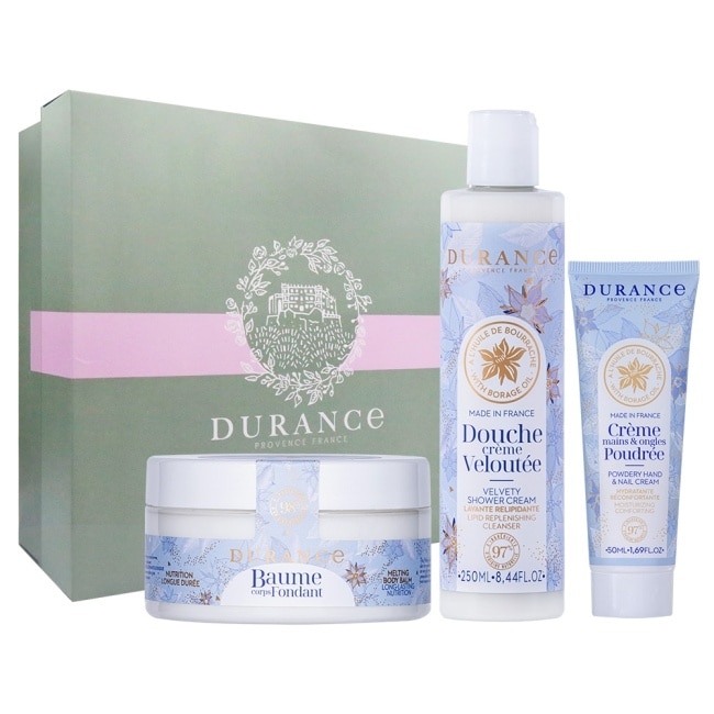 DURANCE朵昂思 琉璃苣香氛沐浴潤膚禮盒組(沐浴露+潤膚霜+護手霜+禮盒)-專櫃公司貨