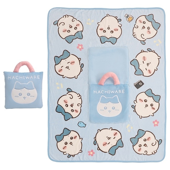 吉伊卡哇CHIIKAWA抱枕毯 - 小八貓款(藍)