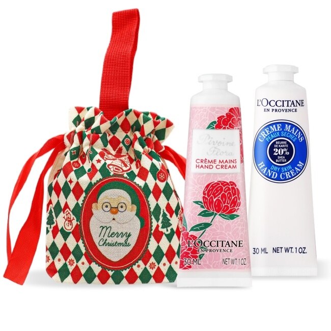 L’OCCITANE 歐舒丹 聖誕專屬香氛護手霜組(30mlX2)-乳油木+牡丹-聖誕交換禮物-國際航空版
