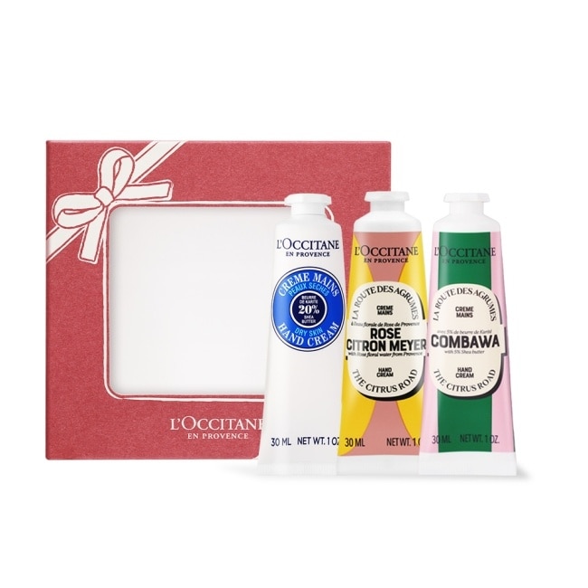 L’OCCITANE 歐舒丹 經典3入護手霜禮盒[乳油木+卡菲爾乳油木+梅爾玫瑰]-送禮必備-專櫃公司貨