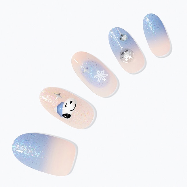Dashing Diva x Snoopy/P頂級璀燦美甲片-雪國史努比-30片