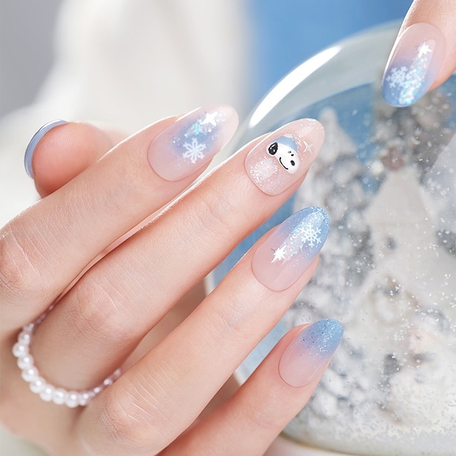 Dashing Diva x Snoopy/P頂級璀燦美甲片-雪國史努比-30片