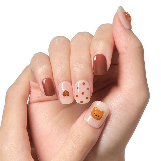 Dashing Diva/M 薄型經典美甲片-摩卡小熊-30片