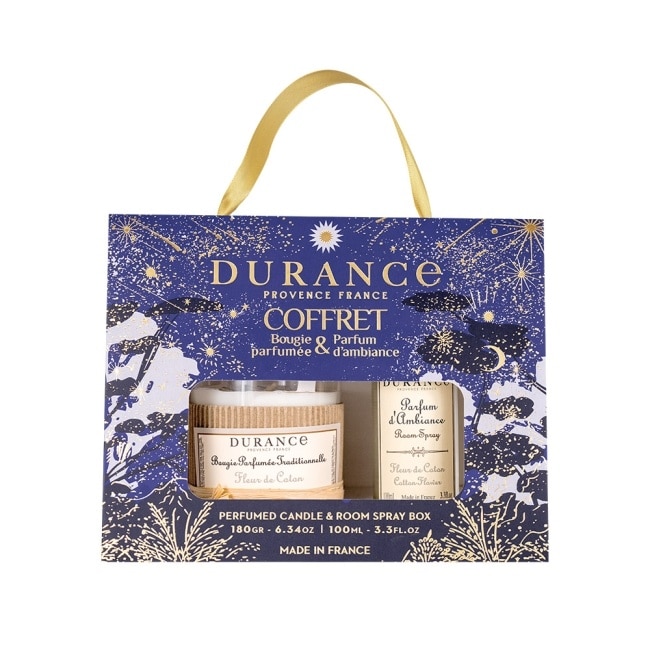 DURANCE朵昂思 棉花田香氛蠟燭噴霧禮盒[蠟燭180g+室內噴霧100ml]-節慶版E-專櫃公司貨